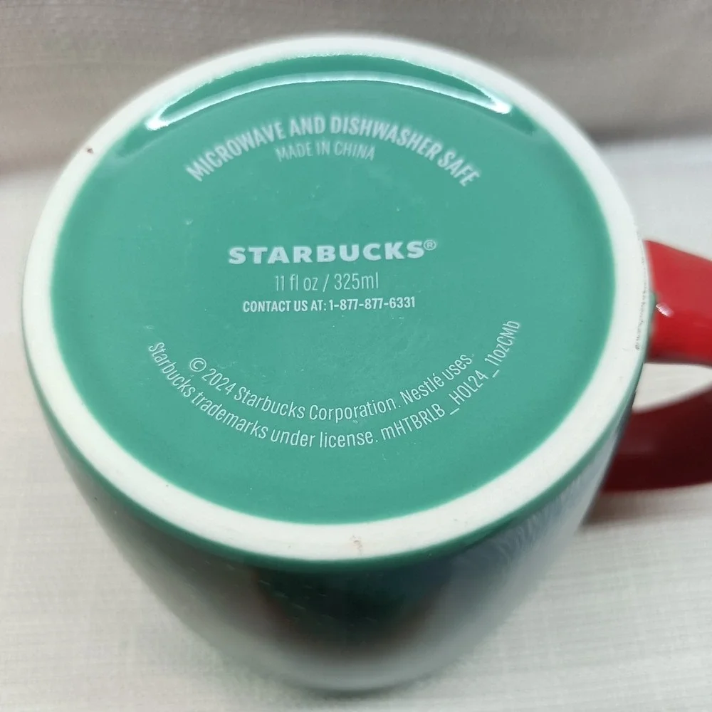Starbucks 2024 Christmas Holiday Mug Set Green Red Marbled 11oz Coffee Tea Cocoa